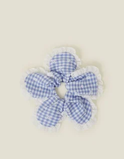 Accessorize Broderie Gingham Flower Hair Scrunchie