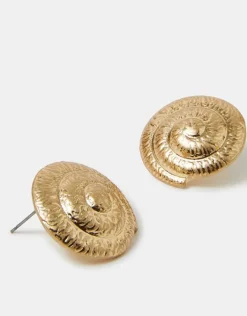 Accessorize Brushed Swirl Statement Earrings Gold