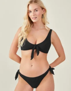 Accessorize Bunny Tie Bikini Top Black