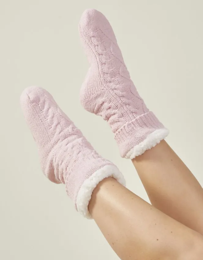 Accessorize Cable Knit Slipper Socks