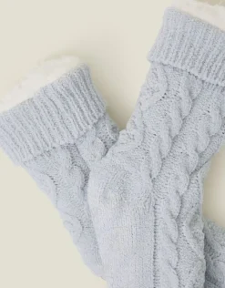 Accessorize Cable Knit Slipper Socks Grey