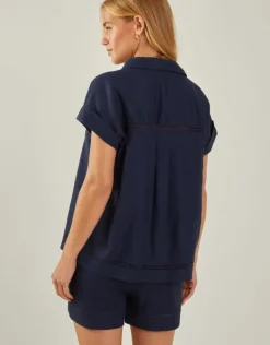 Accessorize Cap Sleeve Boxy Shirt Blue