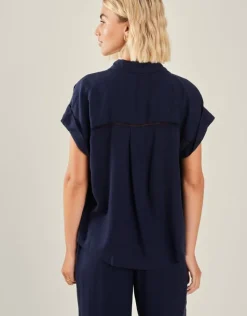 Accessorize Cap Sleeve Pocket Shirt Blue
