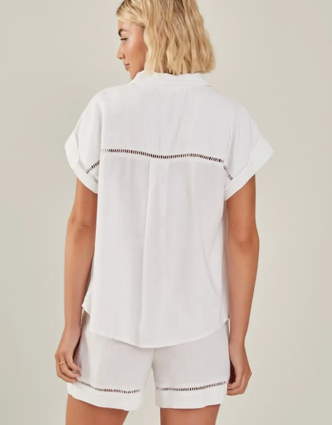 Accessorize Cap Sleeve Pocket Shirt White