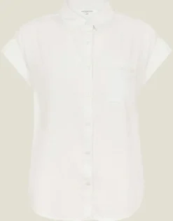 Accessorize Cap Sleeve Pocket Shirt White