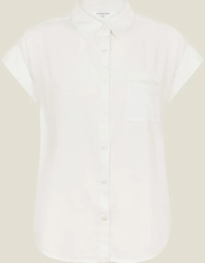Accessorize Cap Sleeve Pocket Shirt White