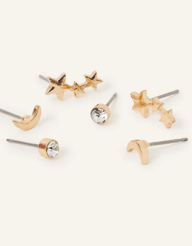 Accessorize Celestial Stud Earrings Set of Three