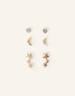 Accessorize Celestial Stud Earrings Set of Three