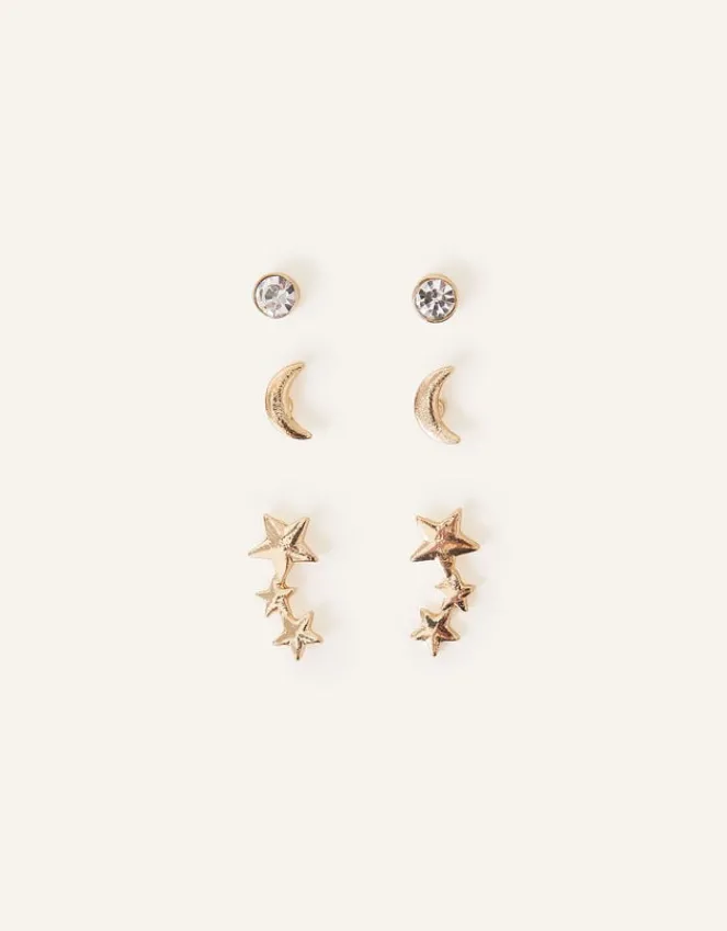 Accessorize Celestial Stud Earrings Set of Three