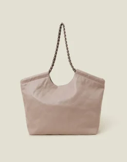 Accessorize Chain Strap Faux Leather Shoulder Bag Mink