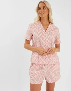 Accessorize Checkerboard Sun Print Short Pyjamas Set Pink