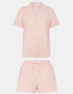 Accessorize Checkerboard Sun Print Short Pyjamas Set Pink