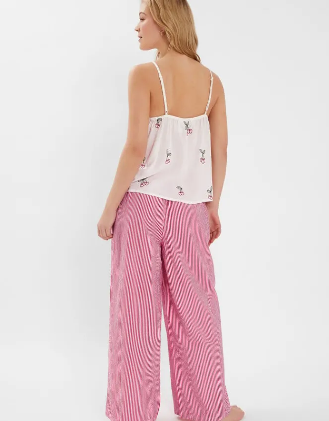 Accessorize Cherry Embroidered Long Pyjamas Set Red