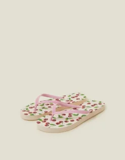 Accessorize Cherry Print Flip Flops Red