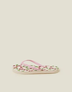 Accessorize Cherry Print Flip Flops Red