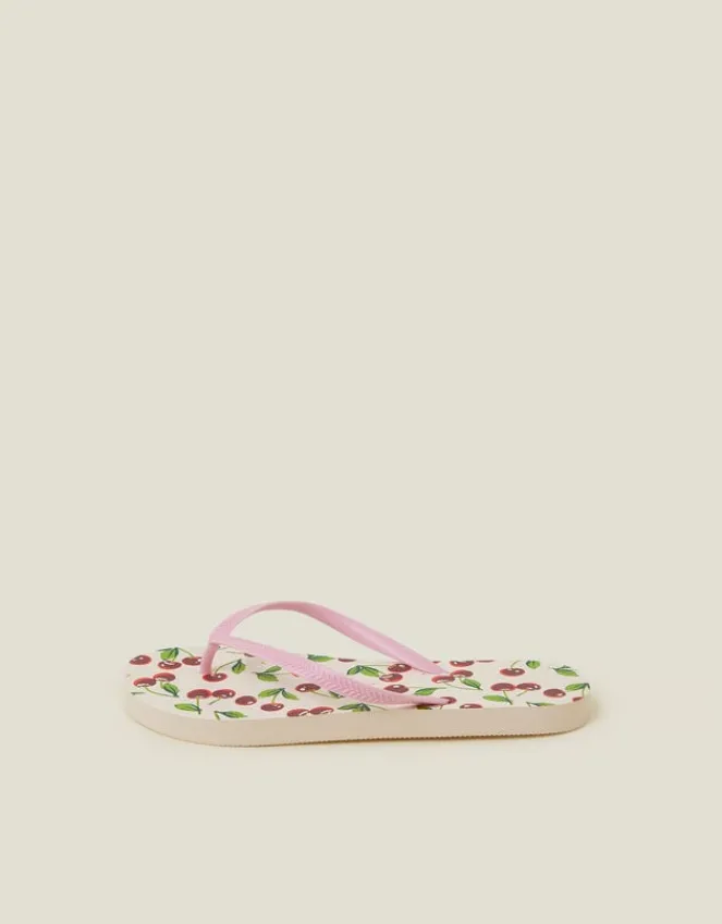 Accessorize Cherry Print Flip Flops Red