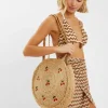 Accessorize Cherry Round Jute Shoulder Bag