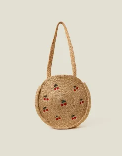 Accessorize Cherry Round Jute Shoulder Bag