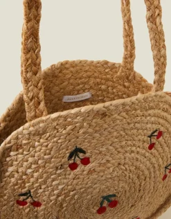 Accessorize Cherry Round Jute Shoulder Bag