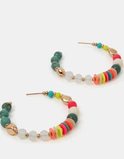 Accessorize Chunky Beaded Hoop Earrings