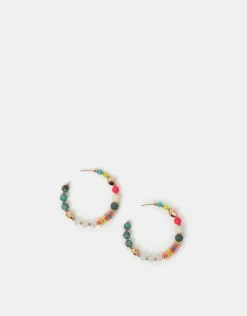 Accessorize Chunky Beaded Hoop Earrings