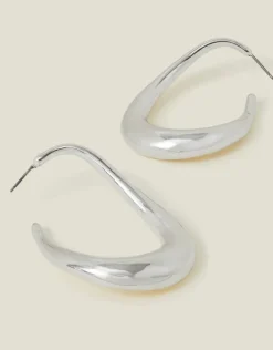 Accessorize Chunky Hoop Drop Earrings Silver