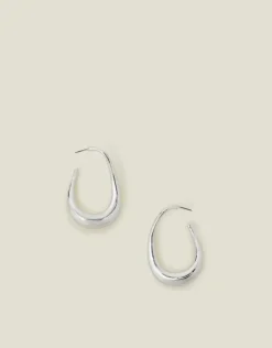 Accessorize Chunky Hoop Drop Earrings Silver