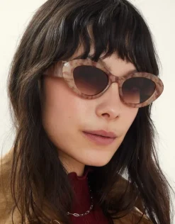 Accessorize Chunky Marble Cat Eye Sunglasses Pink