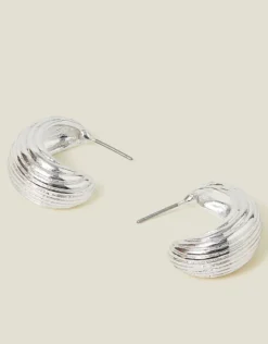 Accessorize Chunky Ribbed Hoop Earrings