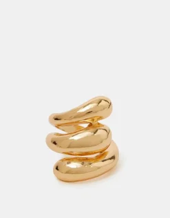 Accessorize Chunky Wave Ring Gold