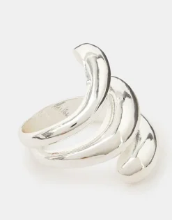 Accessorize Chunky Wave Ring Silver