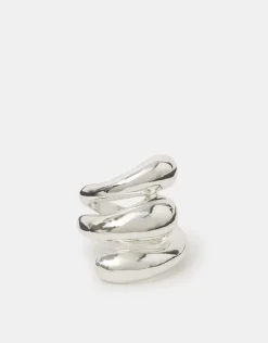 Accessorize Chunky Wave Ring Silver