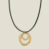Accessorize Circle Pendant Cord Necklace