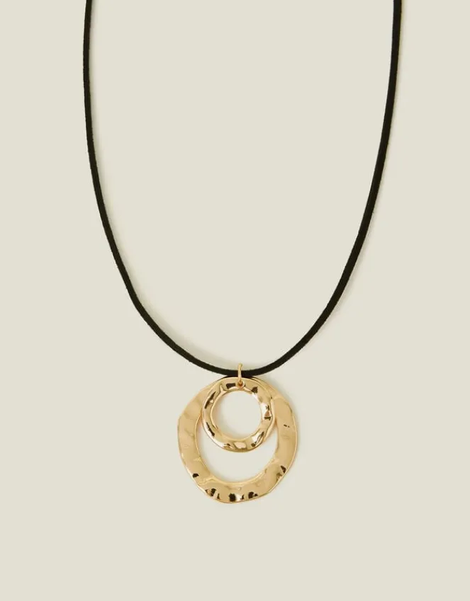 Accessorize Circle Pendant Cord Necklace