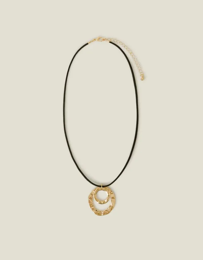 Accessorize Circle Pendant Cord Necklace