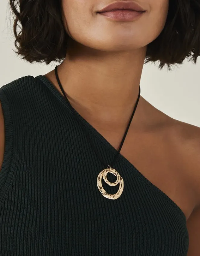 Accessorize Circle Pendant Cord Necklace