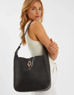Accessorize Clasp Leather Shoulder Bag