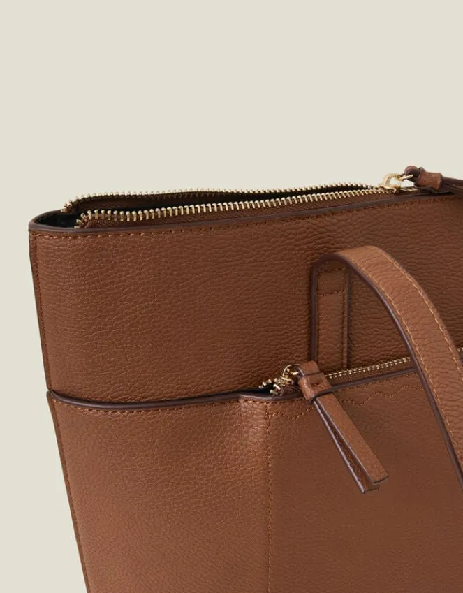 Accessorize Classic Pocket Tote Bag Tan