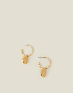 Accessorize Coin Hoop Drop Earrings Gold