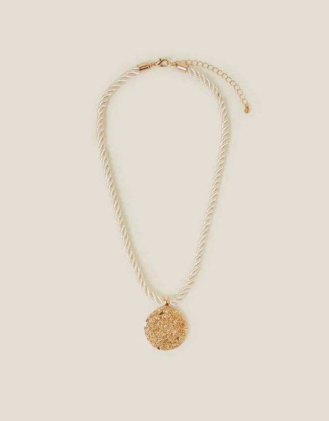 Accessorize Coin Pendant Cord Necklace Gold
