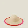 Accessorize Colourful Trim Floppy Straw Hat
