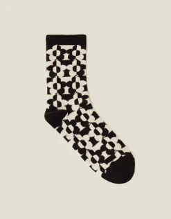 Accessorize Contrast Retro Flower Print Socks