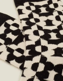 Accessorize Contrast Retro Flower Print Socks