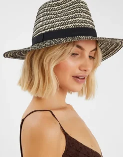 Accessorize Contrast Woven Straw Hat