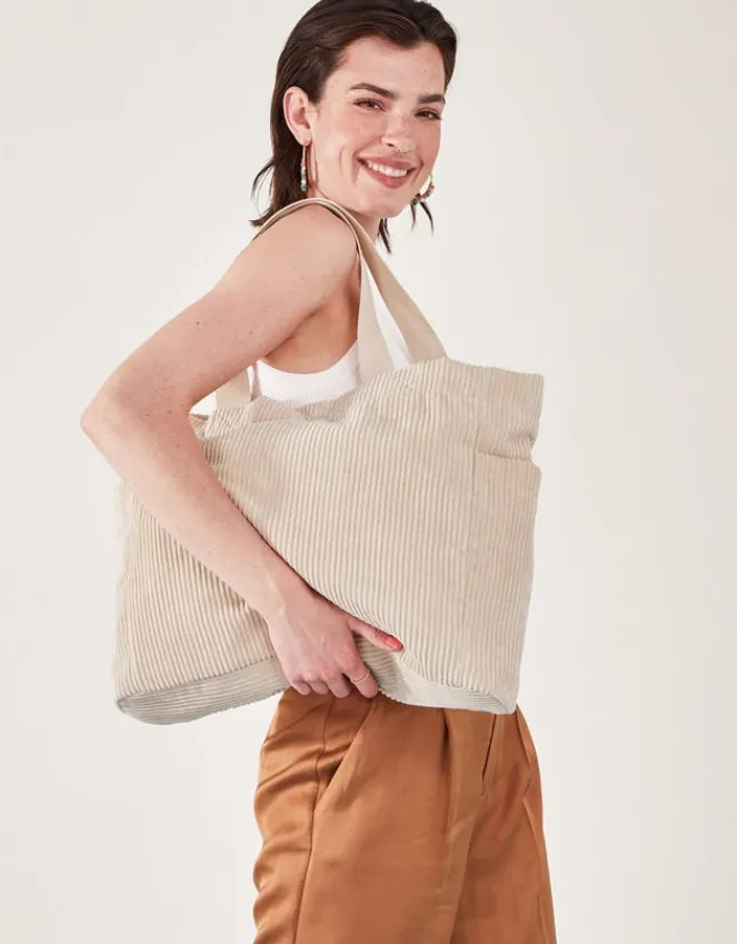 Accessorize Cord Shopper Bag Cream