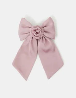 Accessorize Corsage Bow Barrette Hair Clip Pink