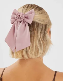 Accessorize Corsage Bow Barrette Hair Clip Pink