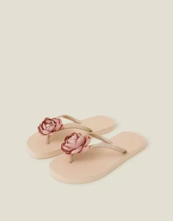 Accessorize Corsage Flip Flops Nude
