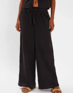 Accessorize Crinkle Beach Trousers Black