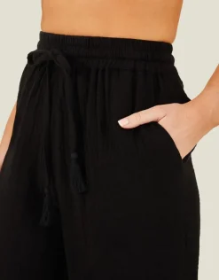 Accessorize Crinkle Beach Trousers Black